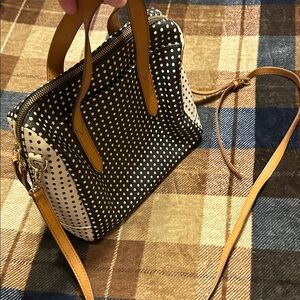 Fossil Black and White Polka Dot Satchel